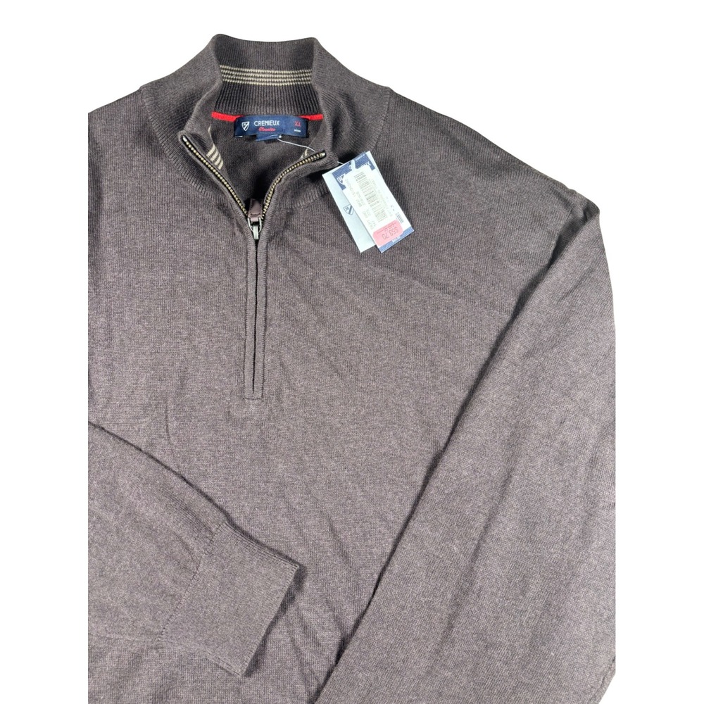 Cremieux Classics Mens XL Brown Heather Quarter Zip Pullover Sweater $89 NWT